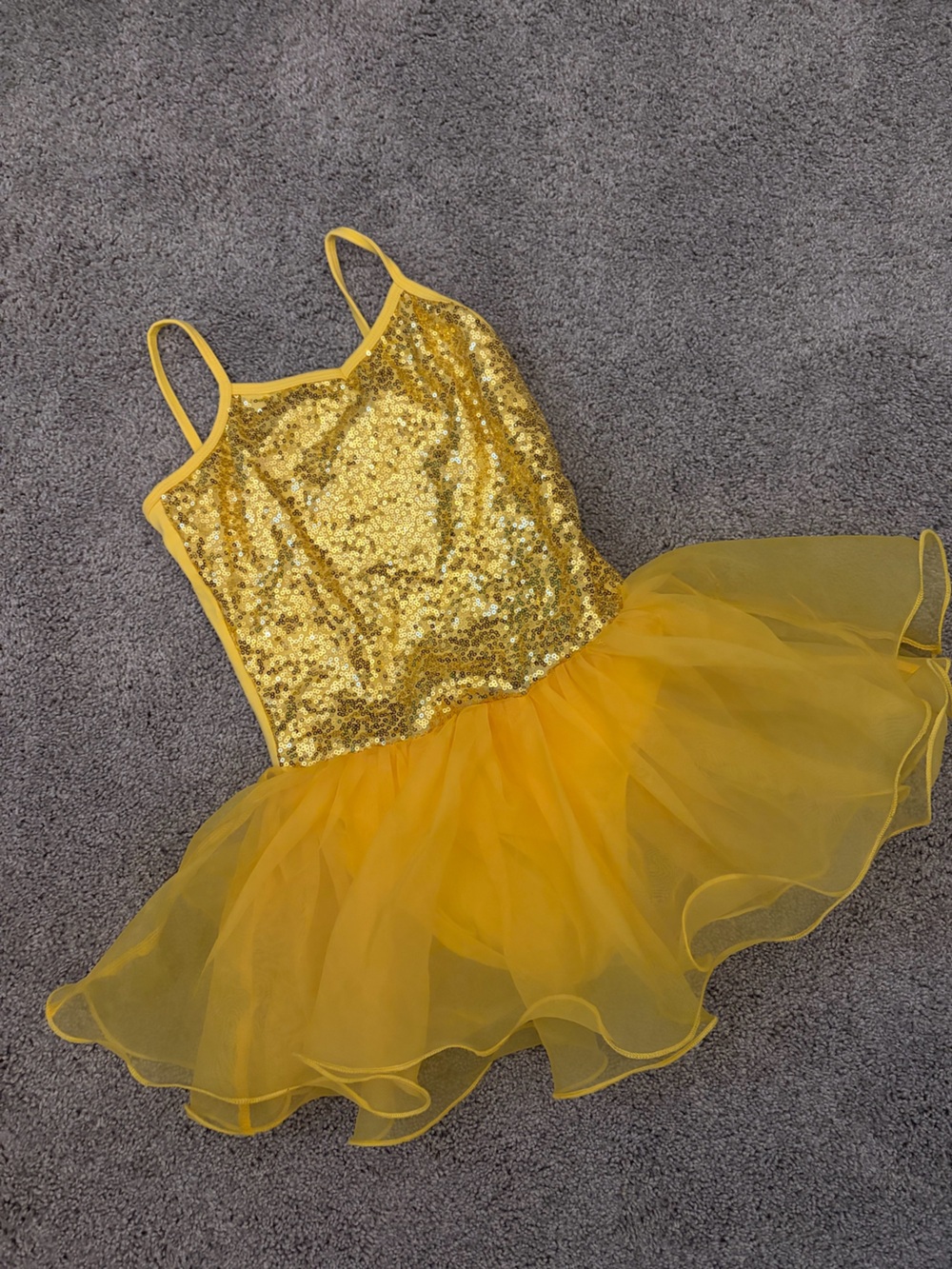 AMAZON Dance - Kids Sparkle Yellow Sequin Tutu Costume Dress Leotard